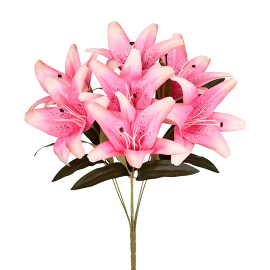Imagem BUQUÊ DECORATIVO DE LÍRIO ROSA OUTONO EM PLÁSTICO MOLDÁVEL 47X29 CM - GRILLO