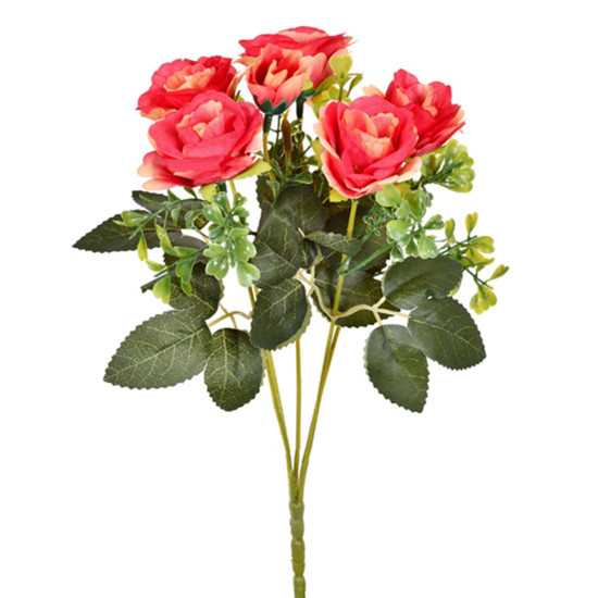 Imagem BUQUÊ DECORATIVO DE ROSAS COR ROSA EM PLÁSTICO MOLDÁVEL 32X15 CM - GRILLO