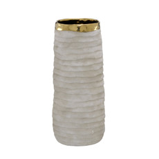 Imagem de VASO DECORATIVO CINZA E DOURADO EM CERÂMICA 31X14X14 CM - MABRUK - Mabruk Importacao E Comercio Ltda