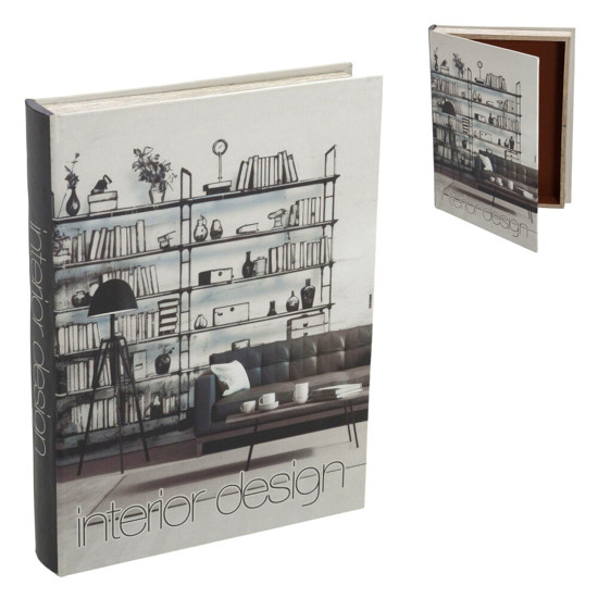 Imagem CAIXA LIVRO DECORATIVA EM MDF REVESTIDA EM TECIDO 5X36X27 CM - MABRUK
