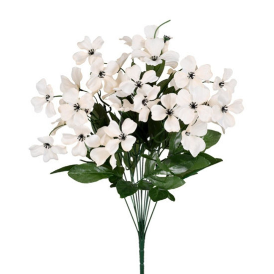 Imagem BUQUÊ DECORATIVO DE DOGWOOD CREME EM PLÁSTICO MOLDÁVEL 54X32 CM - GRILLO