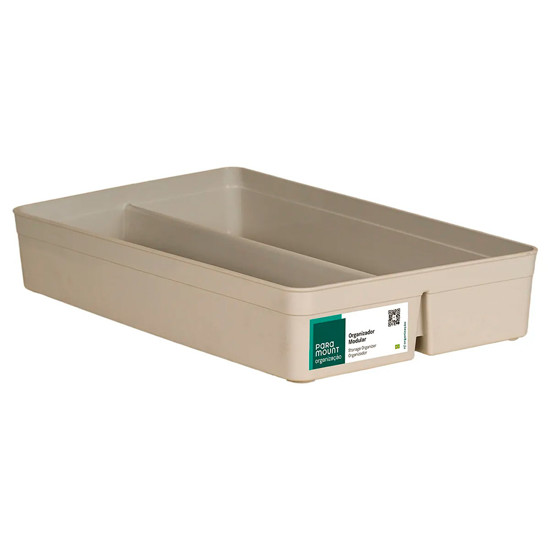 Imagem ORGANIZADOR MODULAR EM PLÁSTICO CREME DUAS DIVISÓRIAS 7X40X25 CM - PARAMOUNT IND