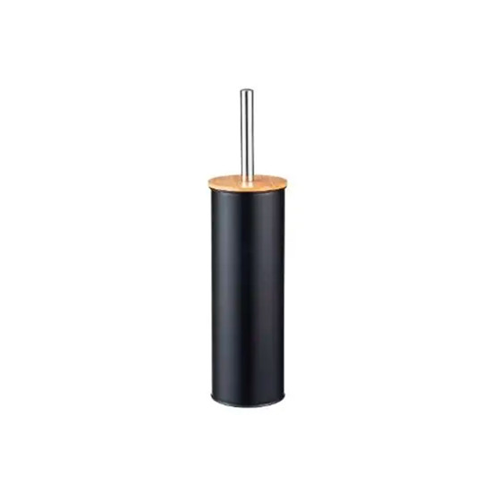 Imagem ESCOVA SANITÁRIA COM SUPORTE EM METAL PRETO E TAMPA EM BAMBÚ - PARAMOUNT IND