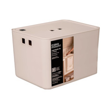 Imagem de ORGANIZADOR 27,5L CREME EM PLÁSTICO COM TAMPA 24X42X31 CM - PARAMOUNT INDUSTRIA - Paramount Ind E Com De Plast Ltda