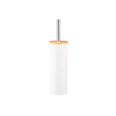 Imagem de ESCOVA SANITÁRIA COM SUPORTE EM METAL BRANCO E TAMPA EM BAMBÚ - PARAMOUNT IND - Paramount Ind E Com De Plast Ltda