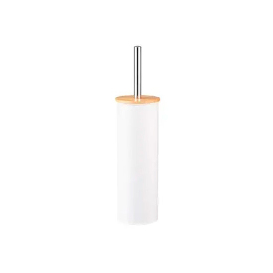 Imagem ESCOVA SANITÁRIA COM SUPORTE EM METAL BRANCO E TAMPA EM BAMBÚ - PARAMOUNT IND