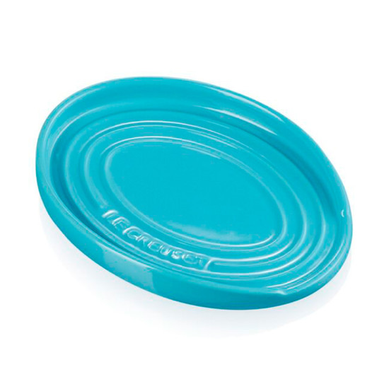 Imagem DESCANSO OVAL AZUL CARIBE EM CERÂMICA PARA COLHER 2X16X12 CM - LE CREUSET