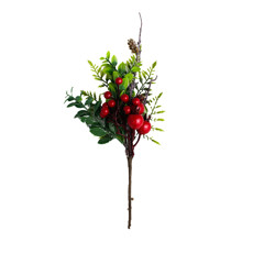 Imagem de HASTE PERMANENTE BERRIES VERMELHAS C/ FOLHAGEM E PINHEIROS 35X10 CM GRILLO 58918 - Grillo Ltda