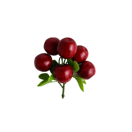 Imagem PACOTE COM 6 MINI MAÇÃS DECORATIVAS COM FOLHAGEM 12X4 CM - GRILLO 59016