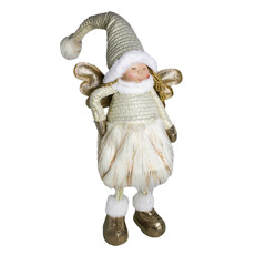 Imagem de BONECA FADINHA NATALINA DECOR EM POLIÉSTER DOURADO E BRANCO 45X18 CM - GRILLO 58748 - Grillo Ltda