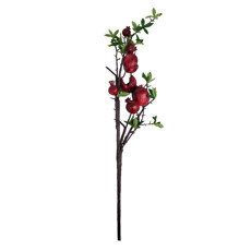 Imagem de HASTE DE ROMÃS VERMELHAS COM FOLHAGEM VERDE EM PLÁSTICO MOLDÁVEL 105X20 CM - GRILLO - Grillo Ltda