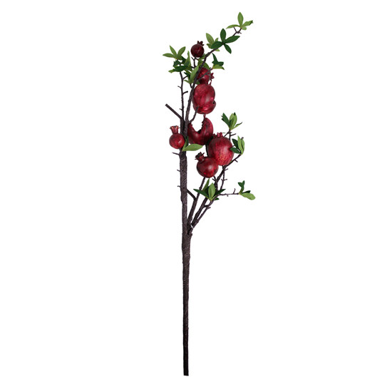Imagem HASTE DE ROMÃS VERMELHAS COM FOLHAGEM VERDE EM PLÁSTICO MOLDÁVEL 105X20 CM - GRILLO