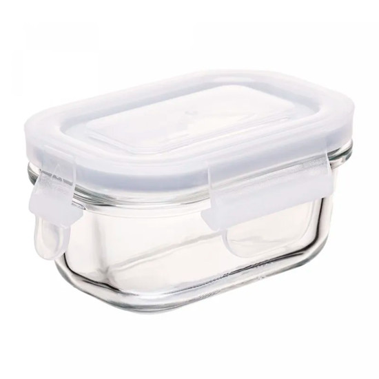 Imagem POTE RETANGULAR HERMÉTICO 120ML EM VIDRO COM TAMPA 5X11X7 CM - LYOR