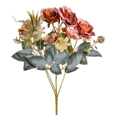 Imagem de BUQUÊ DECORATIVO MISTO DE PEÔNIA E POPPY LARANJA EM PLÁSTICO MOLDÁVEL - GRILLO - Grillo Ltda