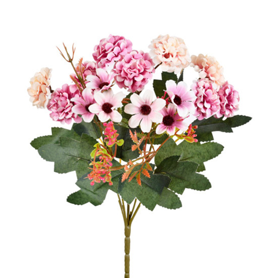 Imagem BUQUÊ DECORATIVO MISTO DE CRISÂNTEMO E MARGARIDA MALVA EM PLÁSTICO - GRILLO