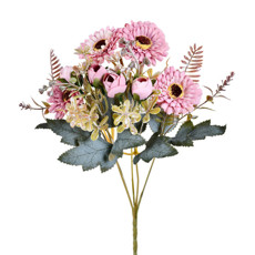 Imagem de BUQUÊ DECORATIVO MISTO DE ROSA E MARGARIDA LAVANDA EM PLÁSTICO MOLDÁVEL - GRILLO - Grillo Ltda