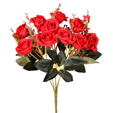 Imagem de BUQUÊ DECORATIVO DE ROSAS SILVESTRES VERMELHAS EM PLÁSTICO MOLDÁVEL 30X17 CM - GRILLO - Grillo Ltda