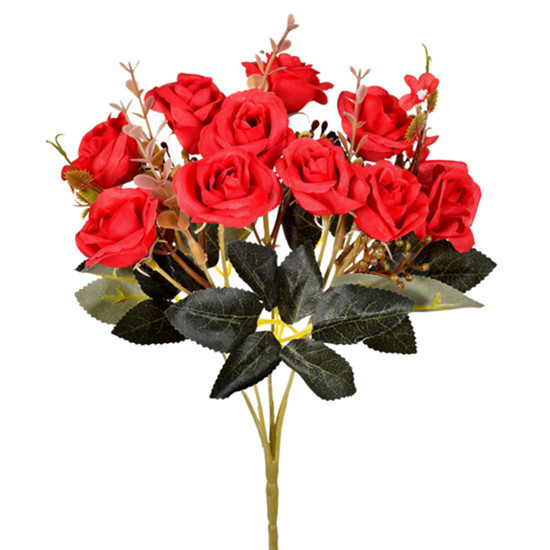 Imagem BUQUÊ DECORATIVO DE ROSAS SILVESTRES VERMELHAS EM PLÁSTICO MOLDÁVEL 30X17 CM - GRILLO