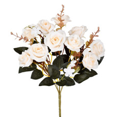 Imagem de BUQUÊ DECORATIVO DE ROSAS SILVESTRES CREME EM PLÁSTICO MOLDÁVEL 30X17 CM - GRILLO - Grillo Ltda