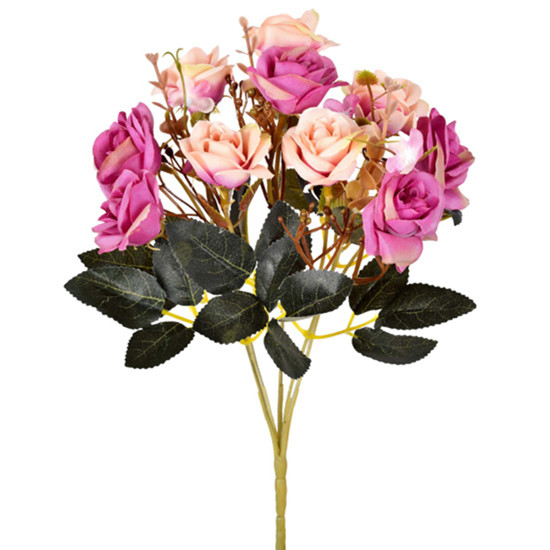 Imagem BUQUÊ DECORATIVO DE ROSAS SILVESTRES LAVANDA EM PLÁSTICO MOLDÁVEL 30X17 CM - GRILLO