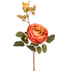 Imagem de HASTE DECORATIVA DE ROSA OUTONADA COR LARANJA EM PLÁSTICO MOLDÁVEL 60X20CM -  GRILLO - Grillo Ltda