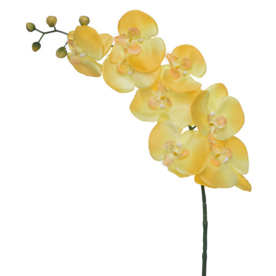 Imagem HASTE DECORATIVA DE ORQUÍDEA AMARELA EM PLÁSTICO MOLDÁVEL 103X16 CM - GRILLO