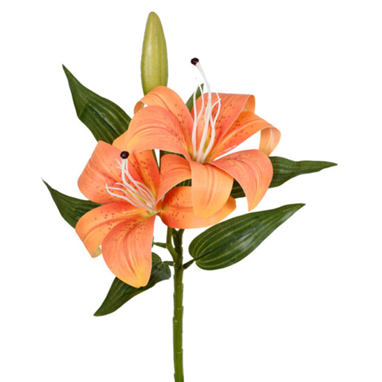 Imagem HASTE DECORATIVA DE LÍRIO LARANJA EM PLÁSTICO MOLDÁVEL 39X19 CM - GRILLO