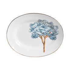 Imagem de TRAVESSA GRANDE COM FILETE DOURADO YPÊ AZUL EM CERÂMICA BRANCA - SCALLA CERÂMICA - Scalla Ceramica Artistica Ltda-Epp
