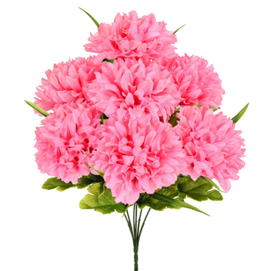 Imagem BUQUÊ DECORATIVO DE CRISÂNTEMO GIGANTE ROSA EM PLÁSTICO MOLDÁVEL 43X25 CM - GRILLO