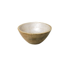 Imagem de BOWL REDONDO EM MADEIRA REVESTIDO EM RESINA BRANCA TEXTURA ESCAMA - ENTRECASA - Inverno Verao Comercio De Modas E Decoracao Eireli
