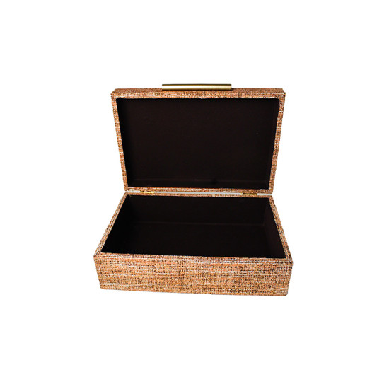 Imagem CAIXA RETANGULAR DECORATIVA EM MDF REVESTIDA CHENILI LARANJA 10X30X20 CM - ENTRECASA