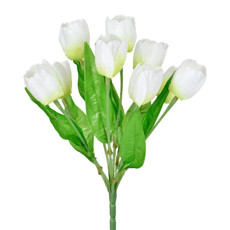 Imagem de BUQUÊ DECORATIVO DE TULIPAS CREME EM PLÁSTICO MOLDÁVEL 31X22 CM - GRILLO - Grillo Ltda