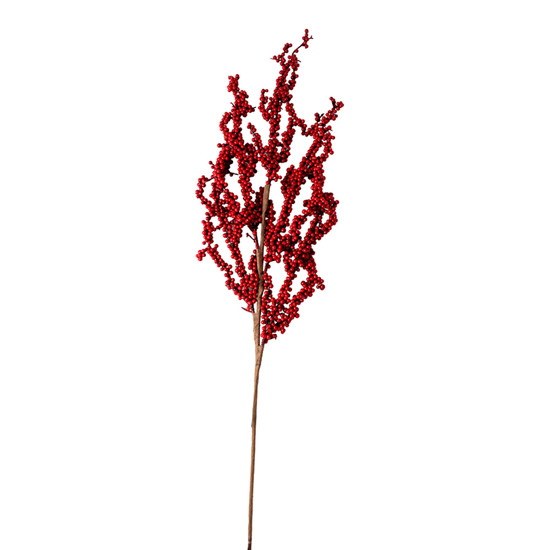 Imagem HASTE DE BERRIES VERMELHAS DECORATIVAS EM METAL E PLÁSTICO 65X10 CM