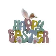 Imagem de ADORNO DECORATIVO HAPPY EASTER EM RESINA COLORIDO 23X27X3 CM - TOK DA CASA - Cromus Embalagens Ind. E Com. Ltda