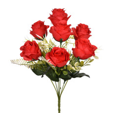 Imagem de BUQUÊ DECORATIVO DE ROSAS VERMELHAS EM PLÁSTICO MOLDÁVEL 40X28 CM - GRILLO - Grillo Ltda