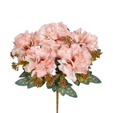 Imagem de BUQUÊ DECORATIVO DE PEÔNIA ROSA OUTONADO EM PLÁSTICO MOLDÁVEL 28X22 CM - GRILLO - Grillo Ltda