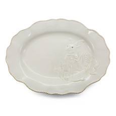 Imagem de TRAVESSA BRANCA DECORATIVA EM PORCELANA COM COELHO EM ALTO RELEVO - TOK DA CASA - Cromus Embalagens Ind. E Com. Ltda