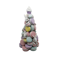 Imagem de ÁRVORE DECORATIVA COM COELHOS E MACARONS COLORIDO EM RESINA - TOK DA CASA - Cromus Embalagens Ind. E Com. Ltda