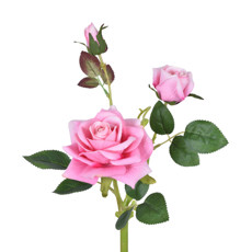 Imagem de HASTE DECORATIVA DE ROSA COR ROSA VELUDO EM PLÁSTICO MOLDÁVEL 32X10 CM - GRILLO - Grillo Ltda