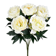 Imagem de BUQUÊ DECORATIVO DE PEÔNIA CREME EM PLÁSTICO MOLDÁVEL 52X23 CM - GRILLO - Grillo Ltda