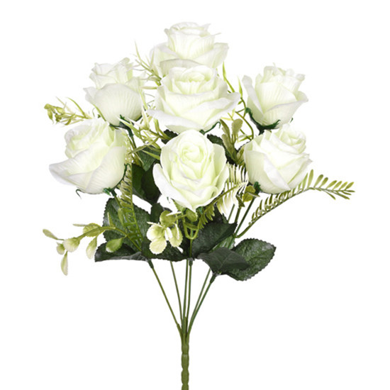 Imagem BUQUÊ DECORATIVO DE ROSAS CREME EM PLÁSTICO MOLDÁVEL 40X28 CM - GRILLO
