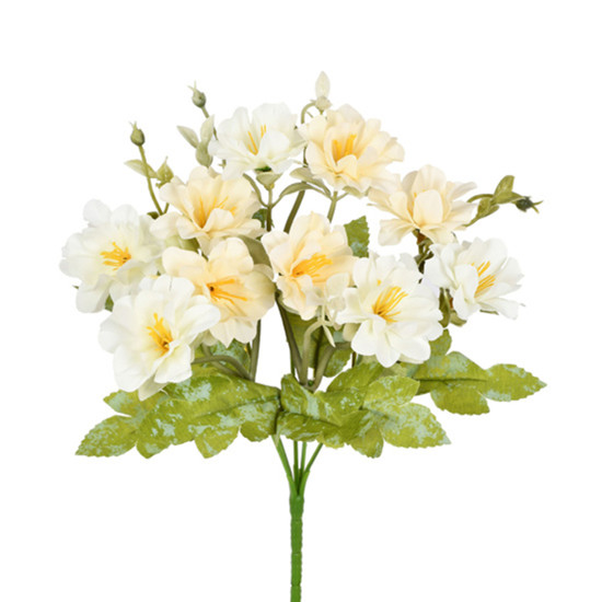 Imagem BUQUÊ DECORATIVO DE AZALÉIA CREME EM PLÁSTICO MOLDÁVEL 29X15 CM - GRILLO