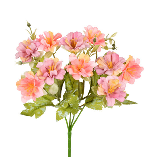 Imagem BUQUÊ DECORATIVO DE AZALÉIA COR CHICLETE EM PLÁSTICO MOLDÁVEL 29X15 CM - GRILLO