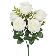 Imagem de BUQUÊ DECORATIVO DE ROSAS CREME EM PLÁSTICO MOLDÁVEL 40X27 CM - GRILLO - Grillo Ltda