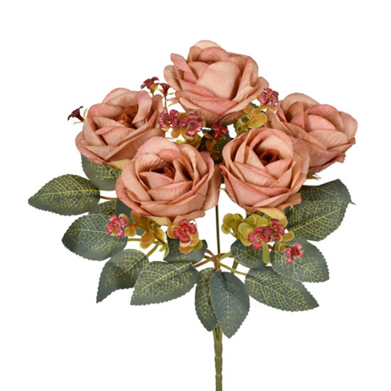 Imagem BUQUÊ DECORATIVO DE ROSAS COR CAFÉ EM PLÁSTICO MOLDÁVEL 31X17 CM - GRILLO