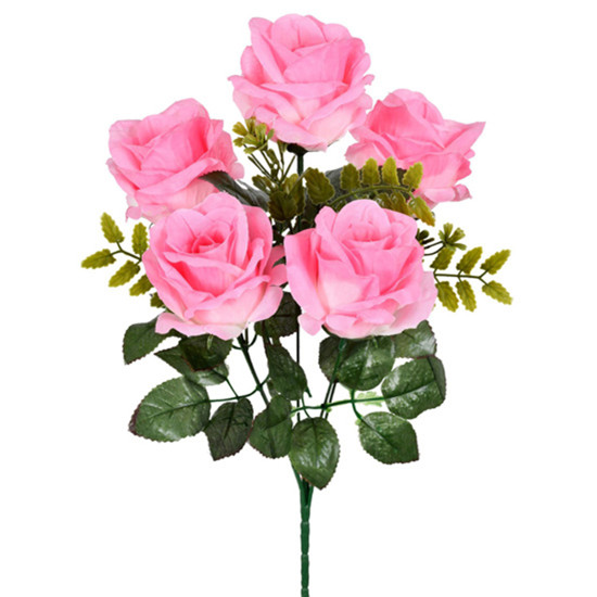 Imagem BUQUÊ DECORATIVO DE ROSAS COR ROSA EM PLÁSTICO MOLDÁVEL 40X27 CM - GRILLO
