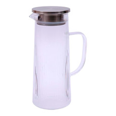 Imagem de JARRA EM VIDRO BOROSSILICATO CANELADO 1,4L COM TAMPA EM AÇO INOX 25X15X9 CM - MIMO - Mimo Importacao Exportacao Ltda