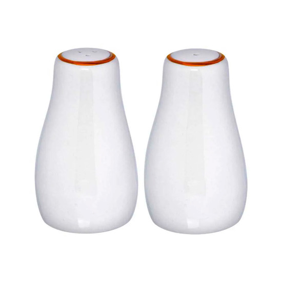 Imagem SALEIRO E PIMENTEIRO ROYAL EM PORCELANA BRANCA COM BORDA DOURADA 9X5 CM - HAÜSKRAFT