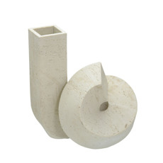 Imagem de VASO DECORATIVO EM CERÂMICA BEGE COM ALÇAS 27X18X15 CM - MABRUK - Mabruk Importacao E Comercio Ltda