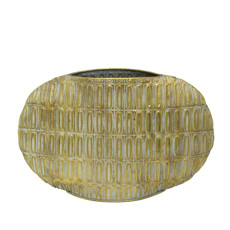 Imagem de VASO DECORATIVO RELEVADO EM METAL DOURADO 24X41X11 CM - MABRUK - Mabruk Importacao E Comercio Ltda